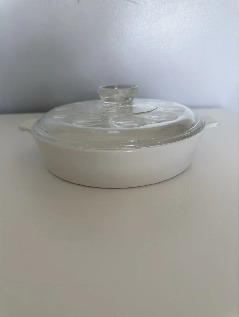 Vintage Corning Ware Casserole Dish Skillet B-8 1/2-B w/ Lid 13 French White GUC